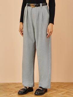 Yumi Check Wide Leg Trousers, Black - view 2, Black