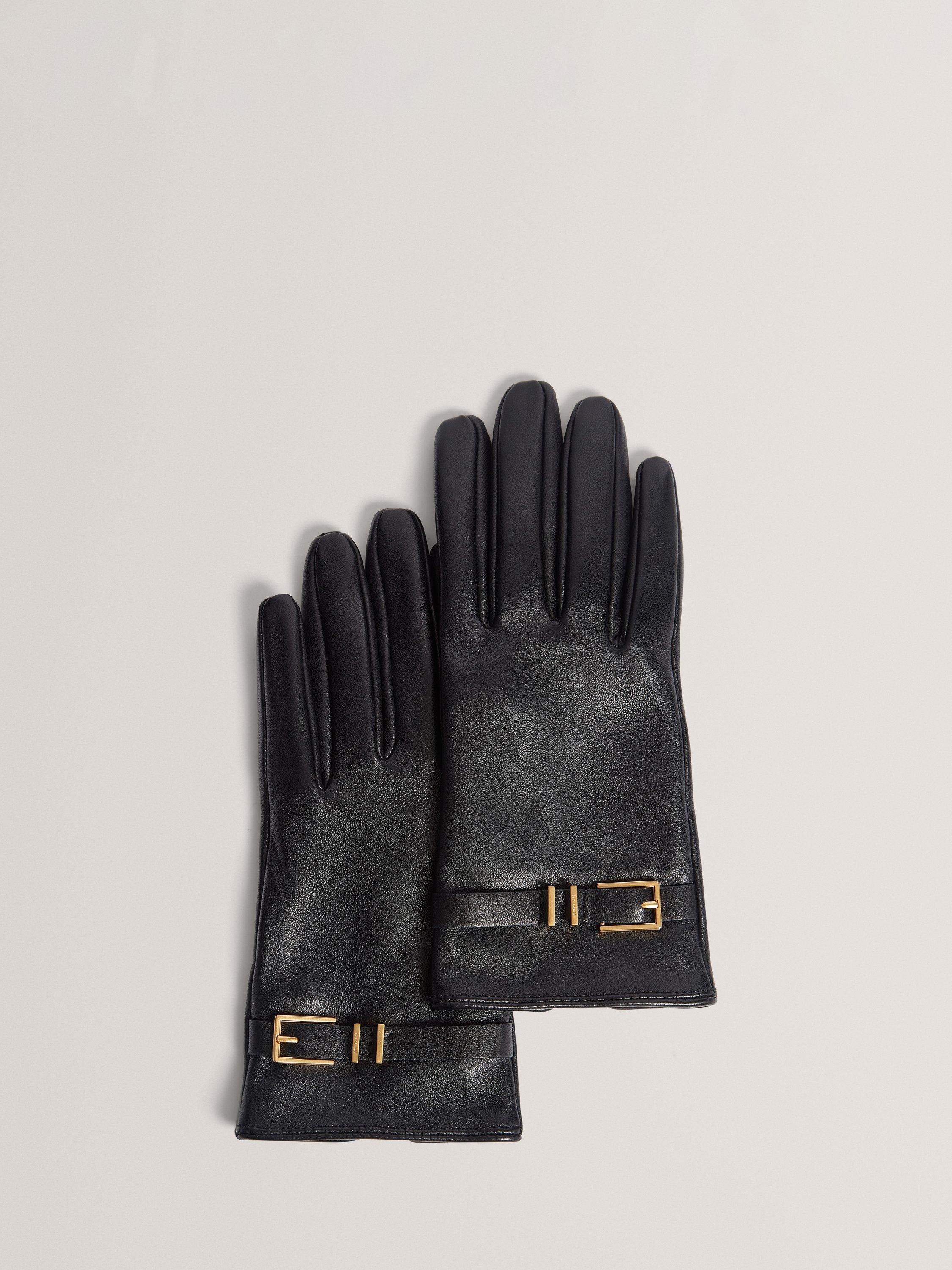 Product image 1 of 4, which shows Ted Baker Jilla Leather Gloves, Black, S-M