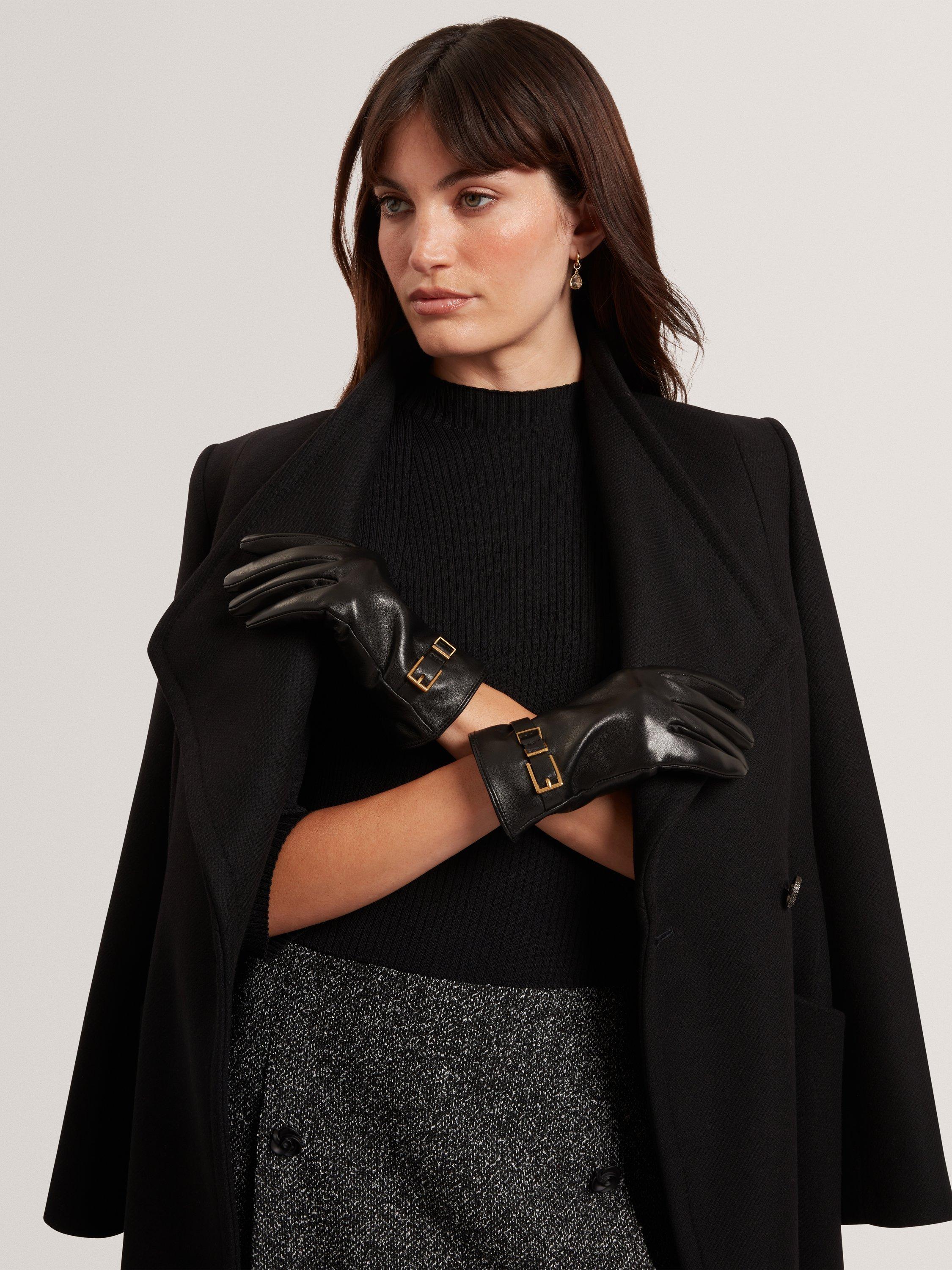 Product image 2 of 4, which shows Ted Baker Jilla Leather Gloves, Black, S-M