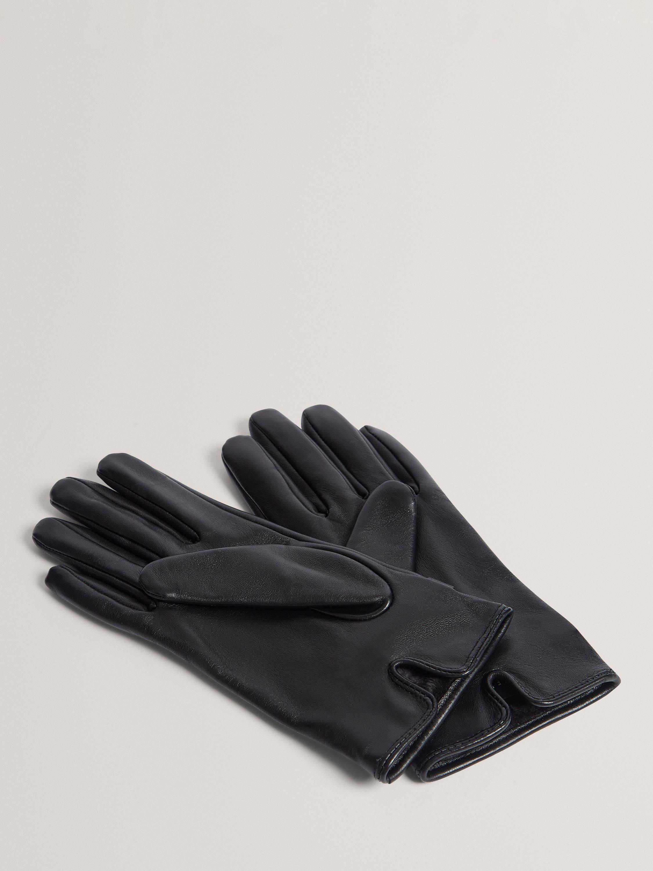 Product image 4 of 4, which shows Ted Baker Jilla Leather Gloves, Black, S-M