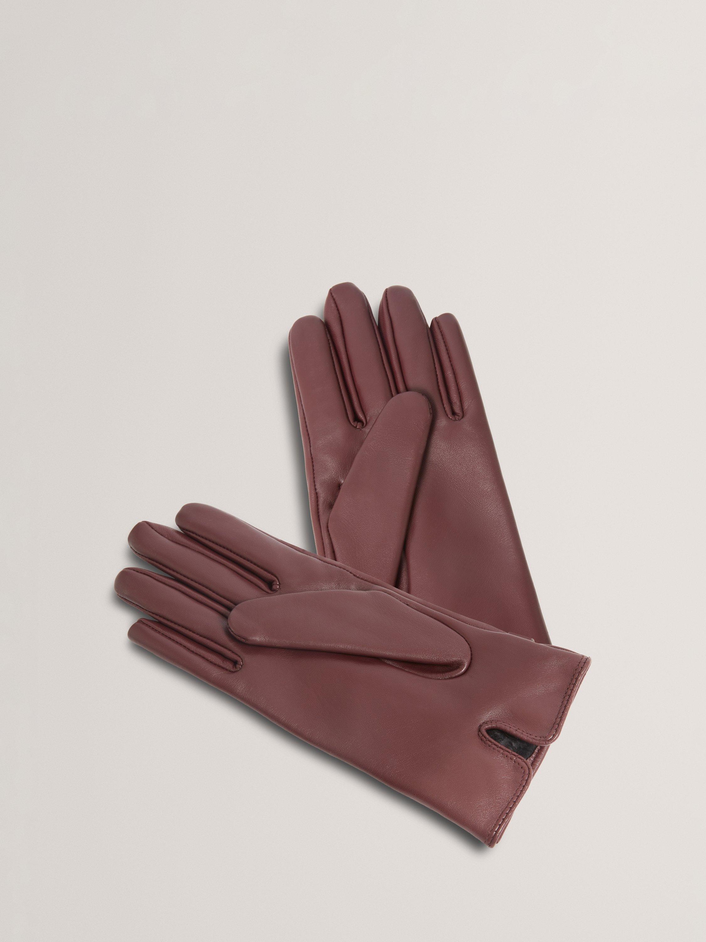 Product image 3 of 4, which shows Ted Baker Jilla Leather Gloves, Burgundy, S-M