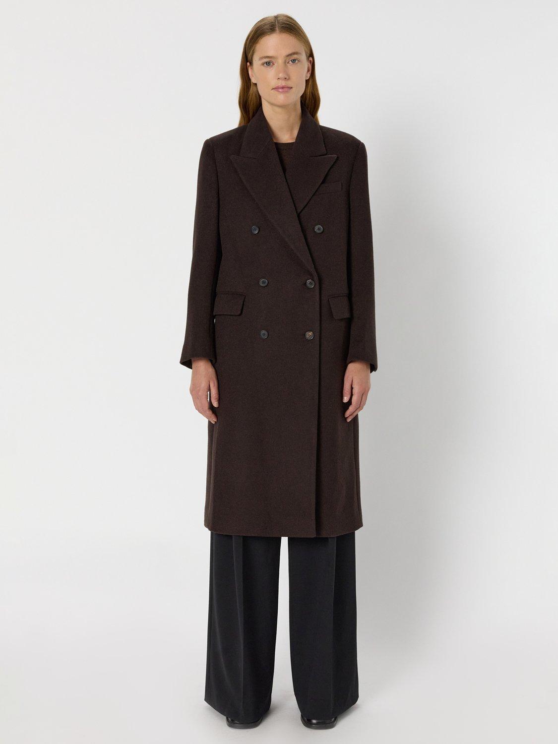 Product image 2 of 6, which shows Gerard Darel Moira Mid-Length Double-Breasted Wool Blend Coat, Brown, 16