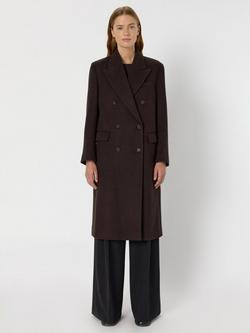 Gerard Darel Moira Mid-Length Double-Breasted Wool Blend Coat, Brown - view 2, Brown