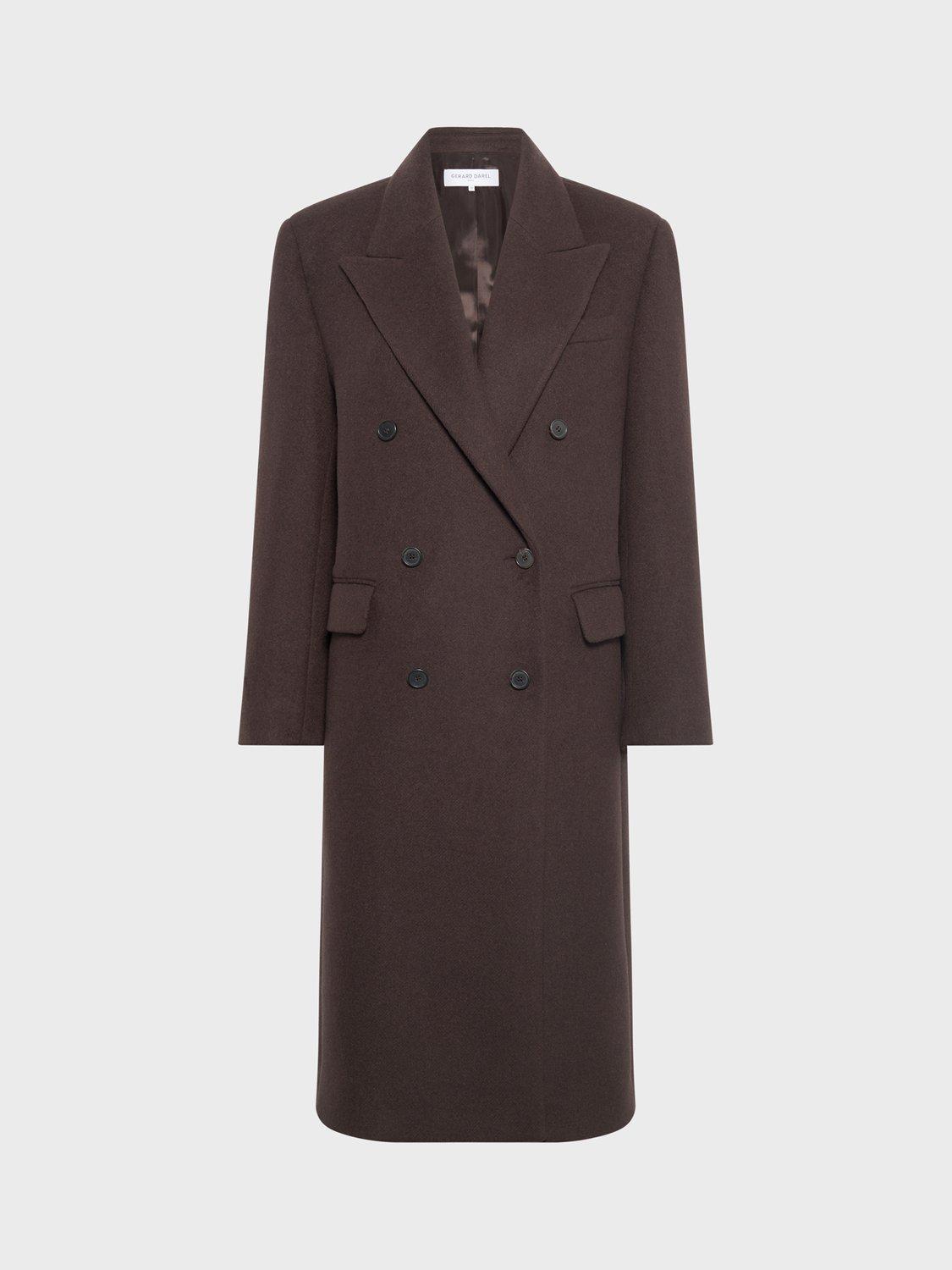 Product image 4 of 6, which shows Gerard Darel Moira Mid-Length Double-Breasted Wool Blend Coat, Brown, 16