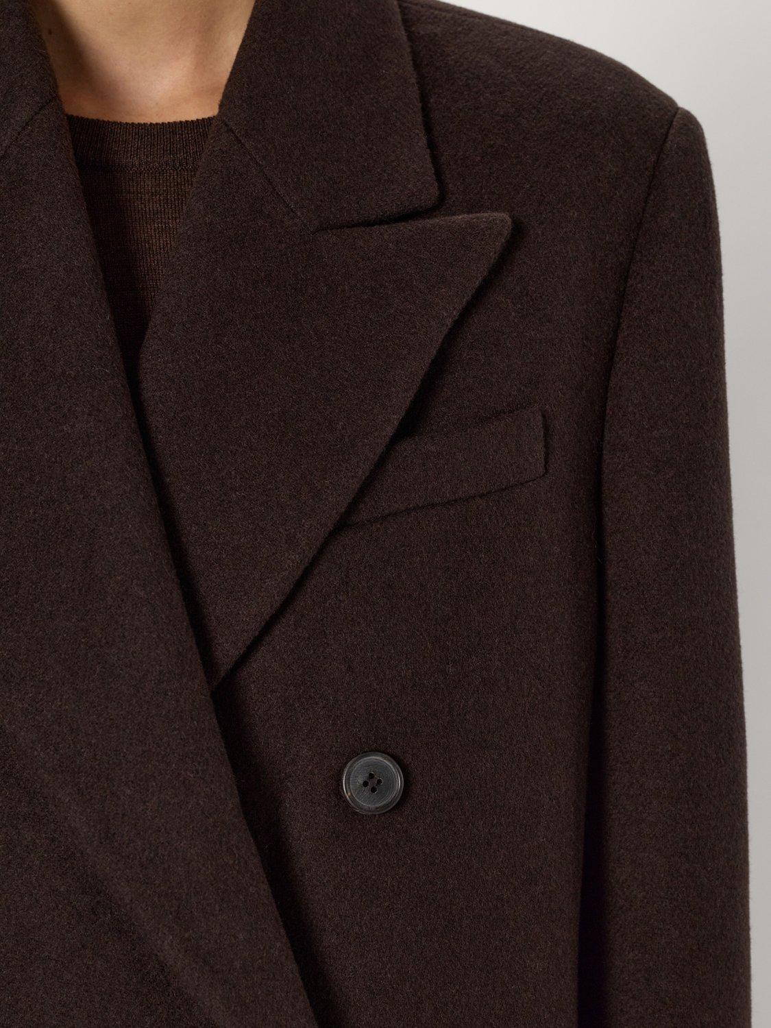 Product image 6 of 6, which shows Gerard Darel Moira Mid-Length Double-Breasted Wool Blend Coat, Brown, 16