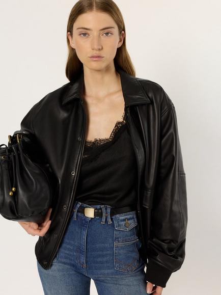 Gerard Darel Nima Suede Leather Jacket, Black
