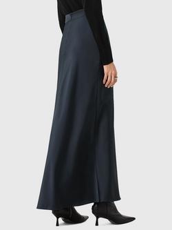 AllSaints Alexia Ruched Maxi Skirt, Blue Mid - view 2, Blue Mid