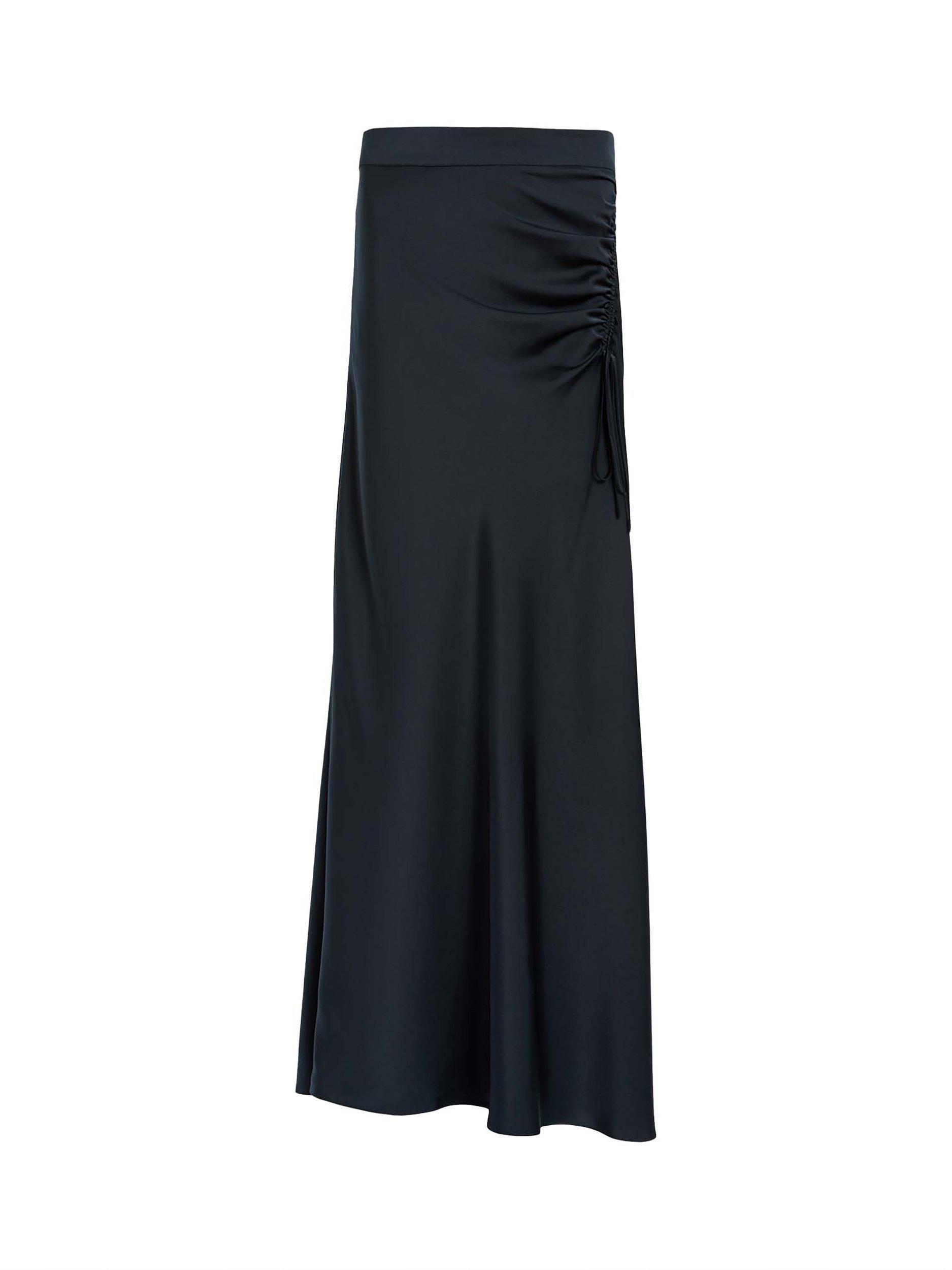 Product image 4 of 7, which shows AllSaints Alexia Ruched Maxi Skirt, Blue Mid, 6