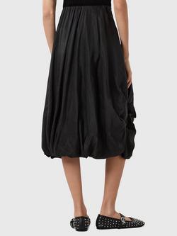 AllSaints Nia Draped Midi Skirt, Black - view 2, Black