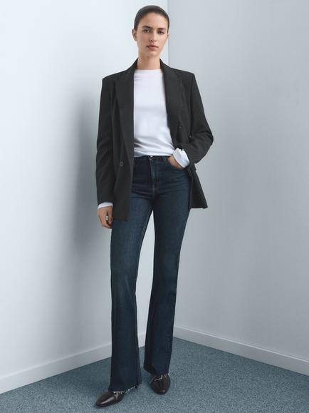 Mango Fiona Mid Rise Flare Jeans - view 2, Blue Navy