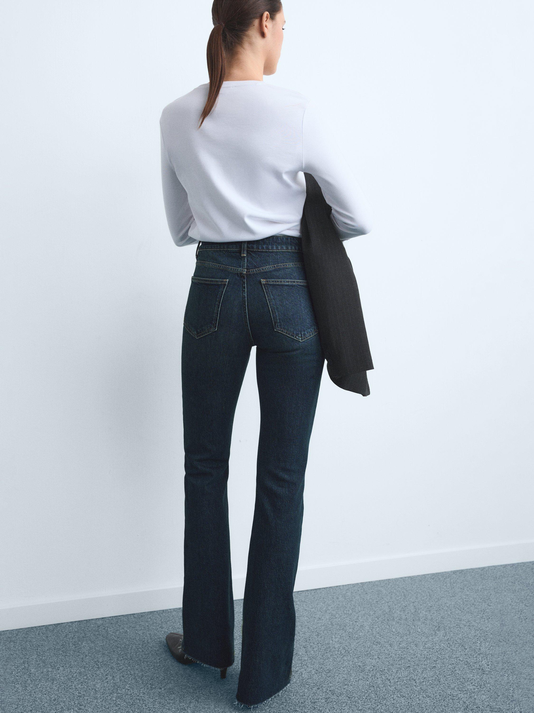 Product image 3 of 9, which shows Mango Fiona Mid Rise Flare Jeans, Blue Navy, 12