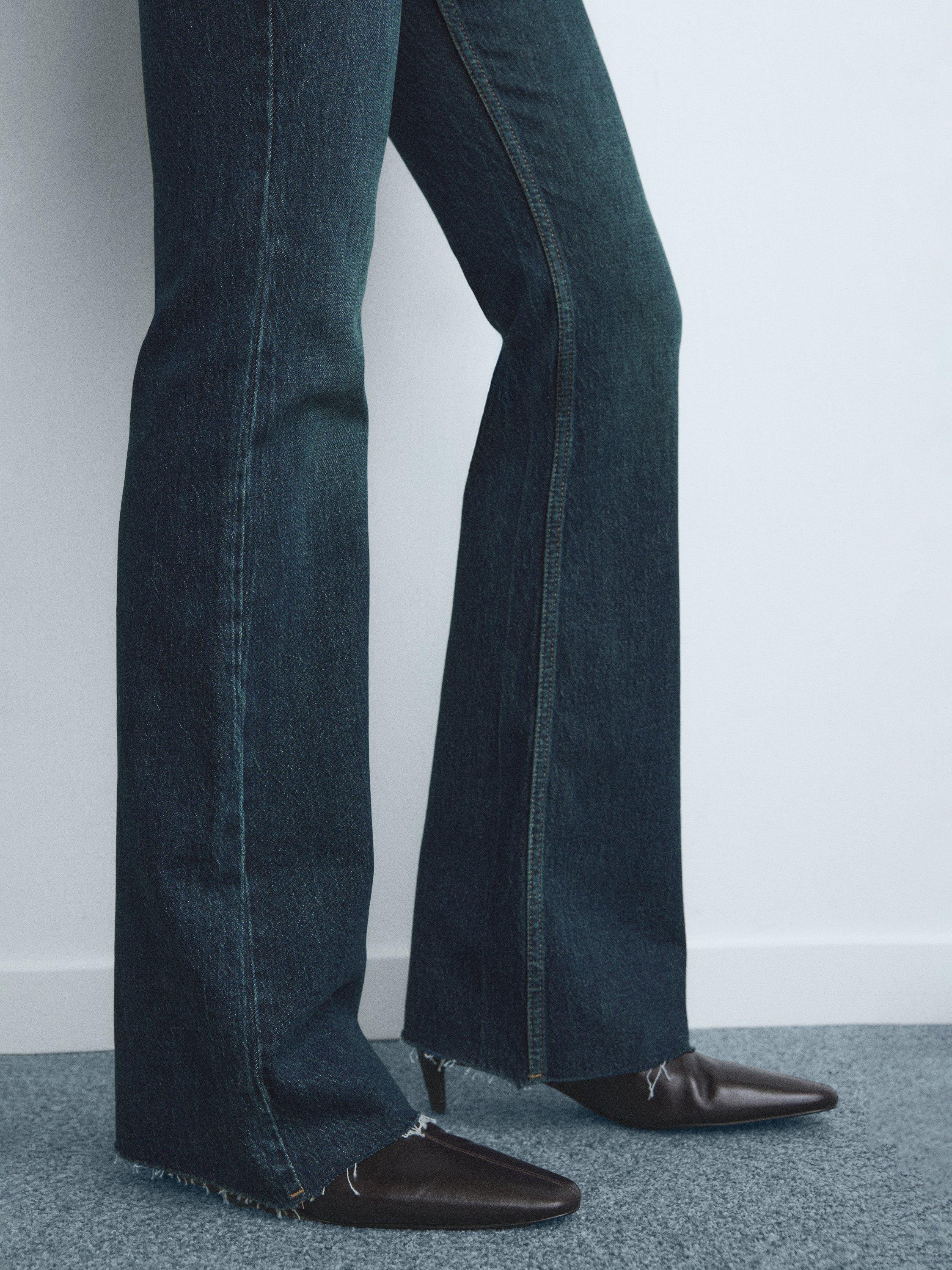 Product image 4 of 9, which shows Mango Fiona Mid Rise Flare Jeans, Blue Navy, 12