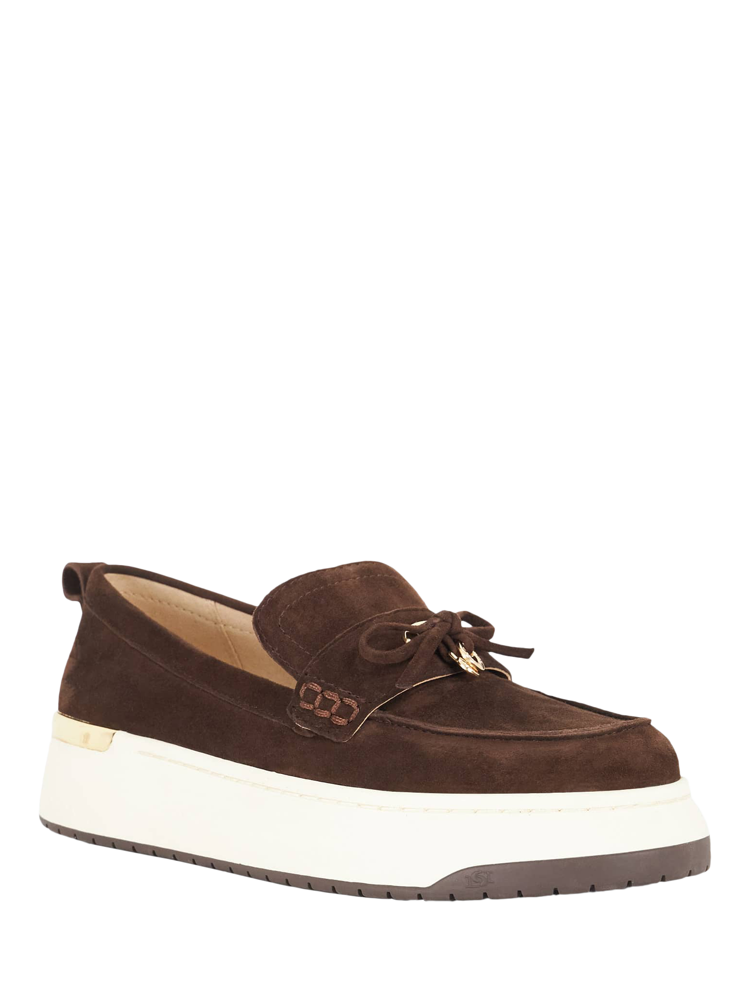 Product image 3 of 5, which shows Dune London Glide Suede Flatform Loafers, Brown, EU36