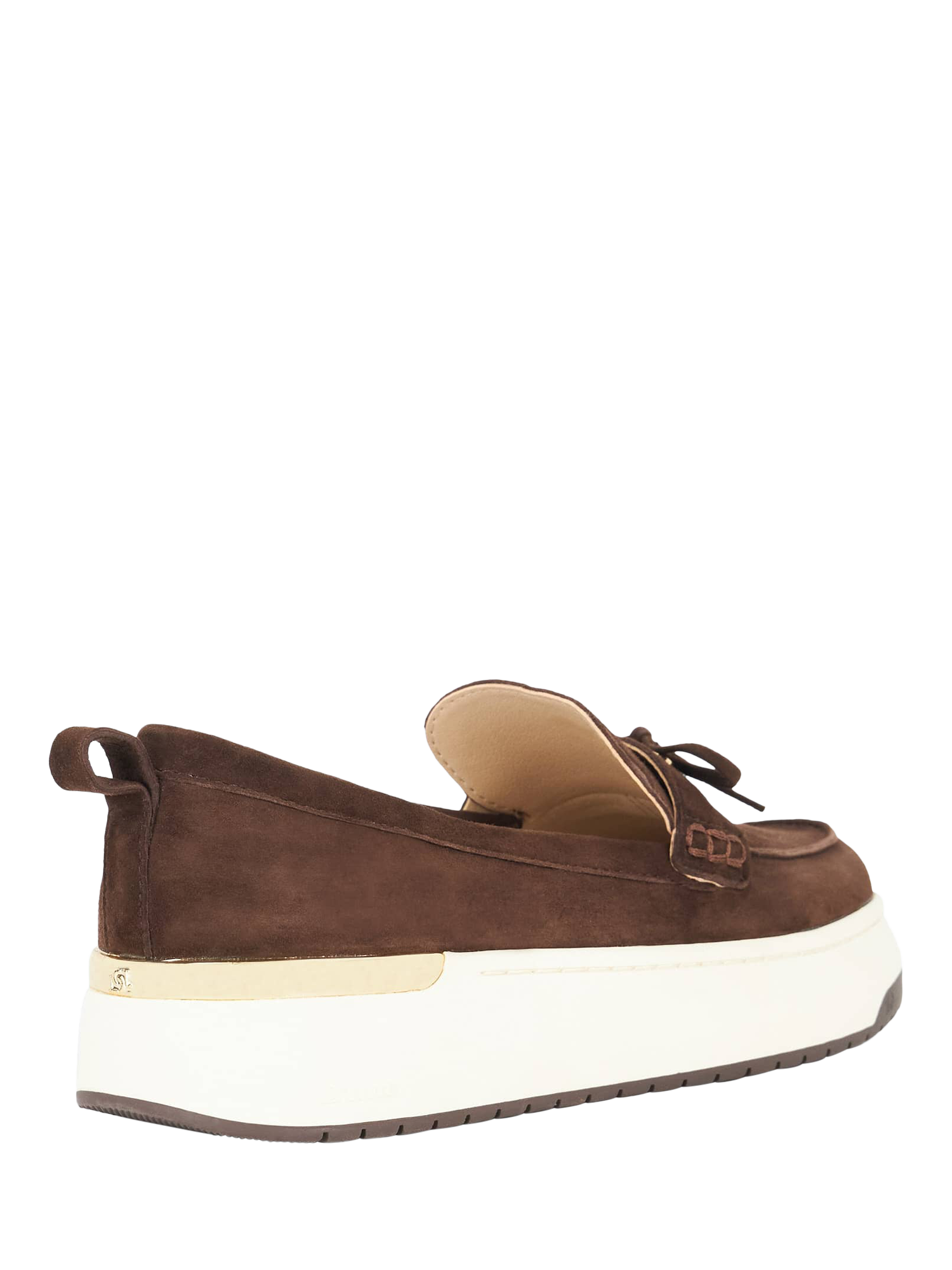 Product image 4 of 5, which shows Dune London Glide Suede Flatform Loafers, Brown, EU36