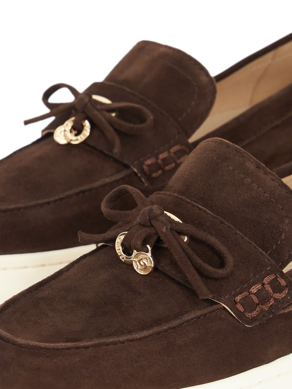 Product image 5 of 5, which shows Dune London Glide Suede Flatform Loafers, Brown, EU36