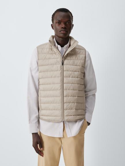 John Lewis Zip Through Puffer Gilet, Neutral, Neutral
