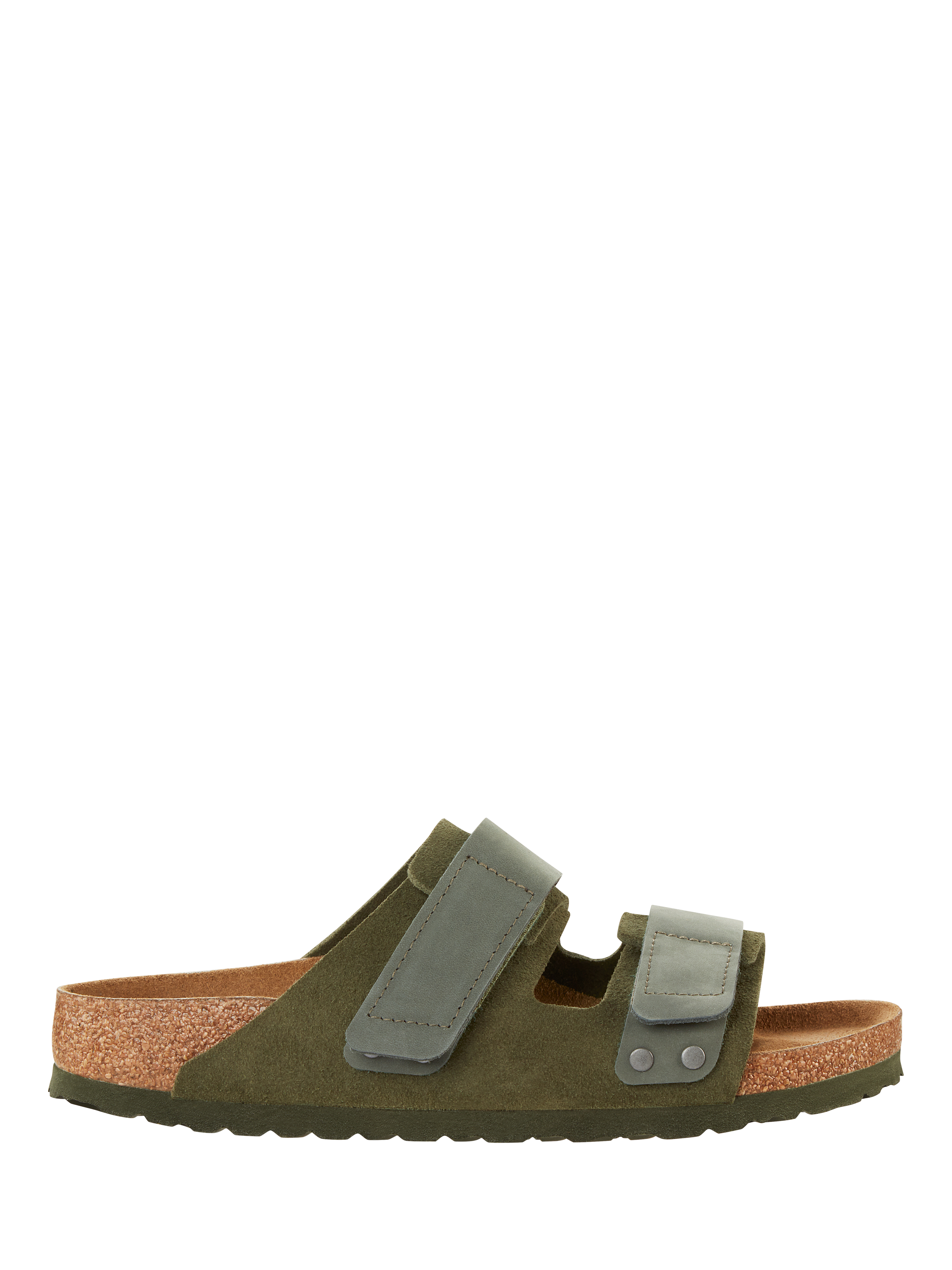 Product image 1 of 3, which shows Birkenstock Uji Suede Sandals, Thyme, 7
