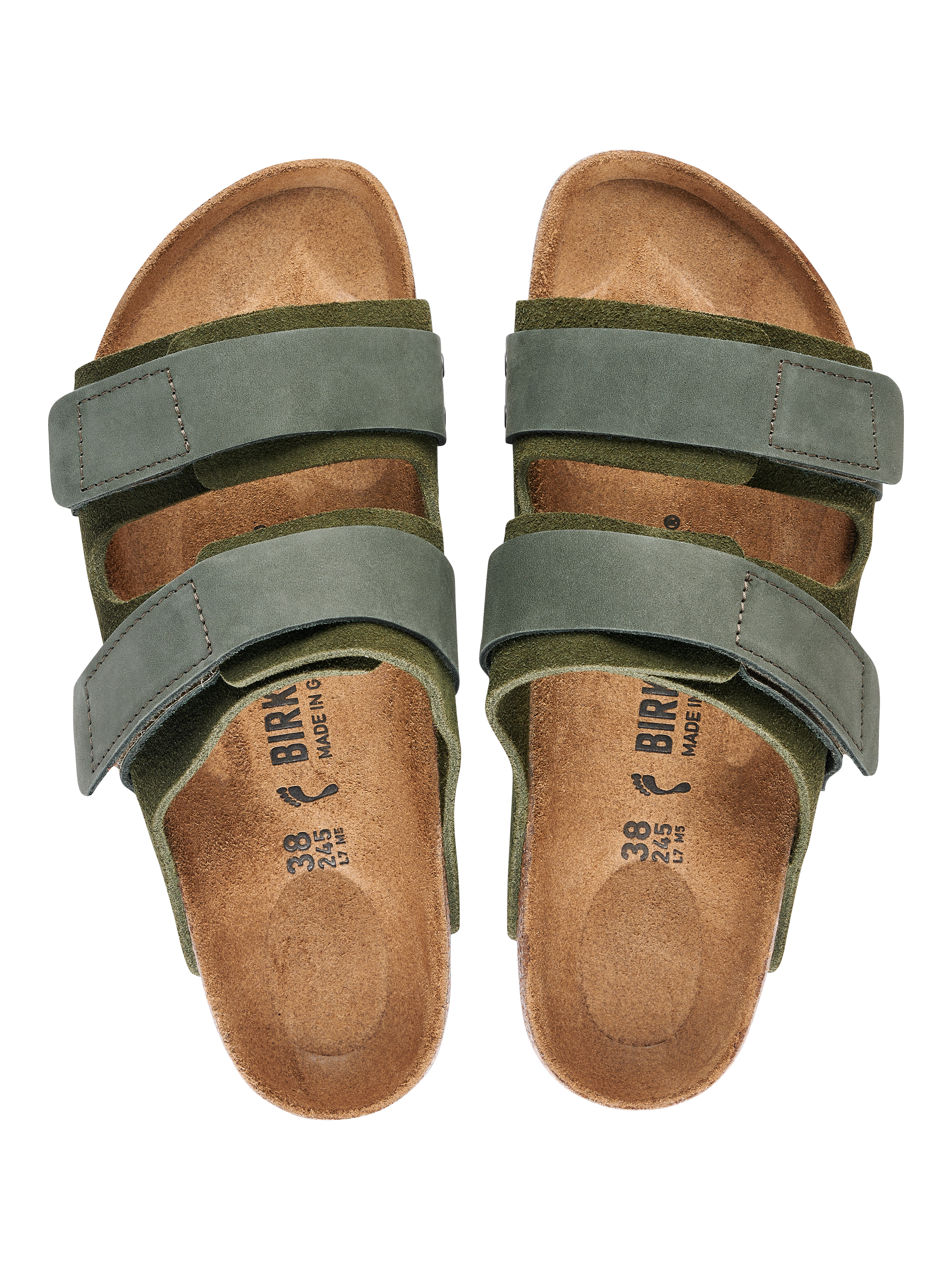 Product image 3 of 3, which shows Birkenstock Uji Suede Sandals, Thyme, 7