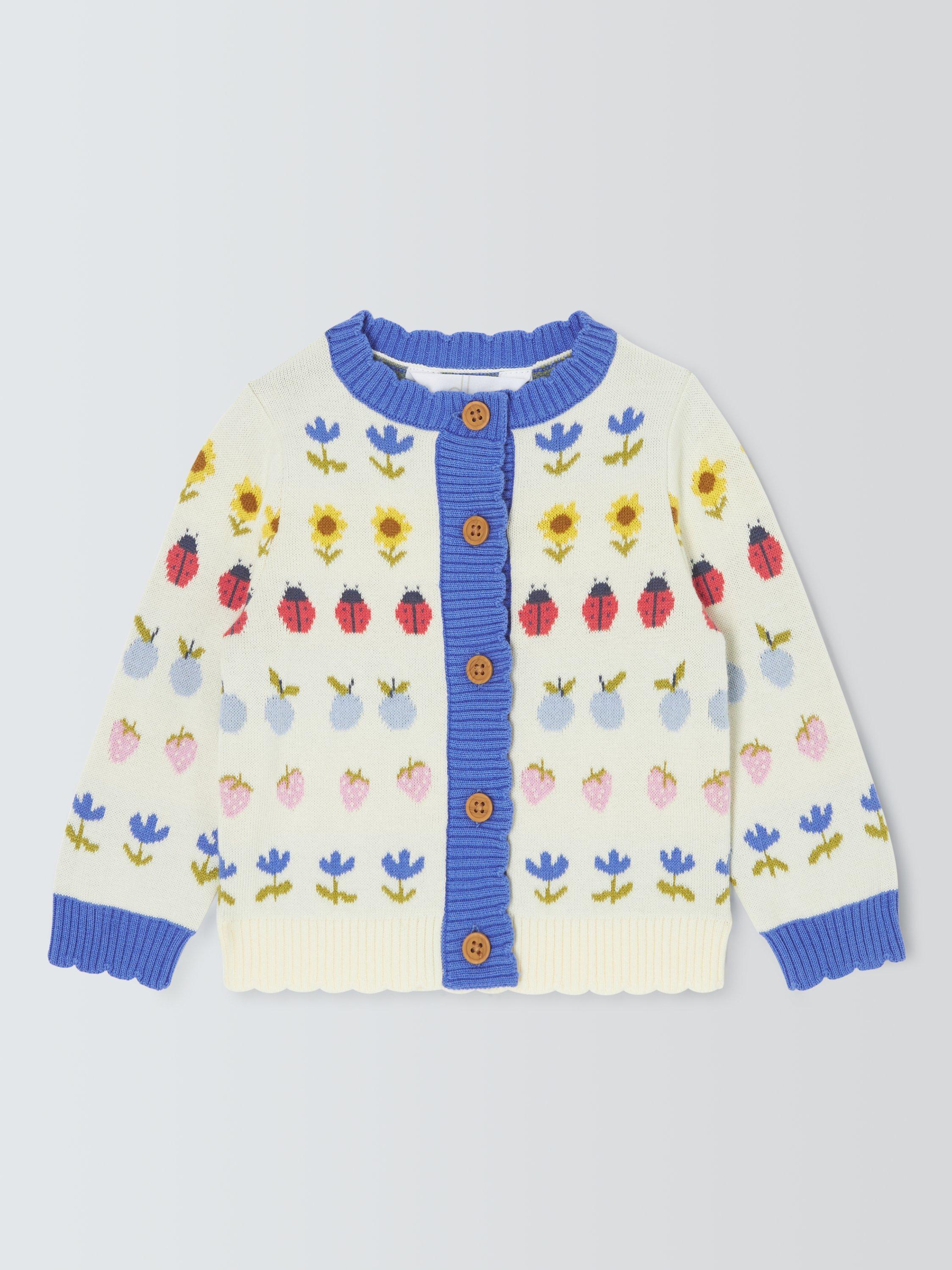 Product image 1 of 3, which shows John Lewis Baby Jacquard Cardigan, Multi, 0-3 months