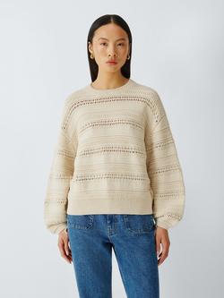 AND/OR Orla Pointelle Knit Jumper, Ecru - view 2, Ecru