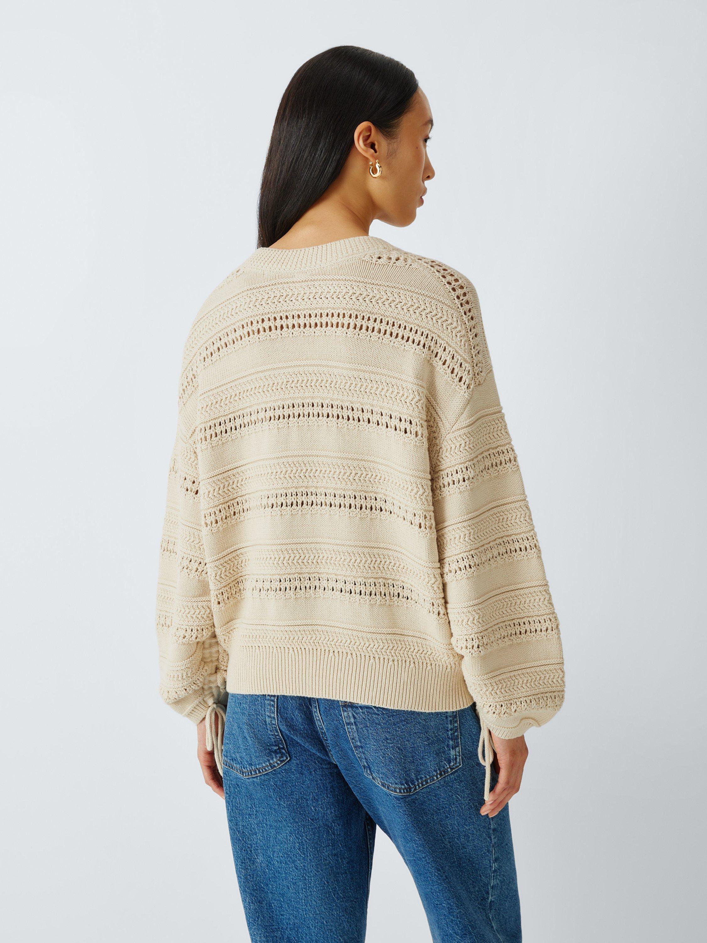 Product image 2 of 6, which shows AND/OR Orla Pointelle Knit Jumper, Ecru, XS