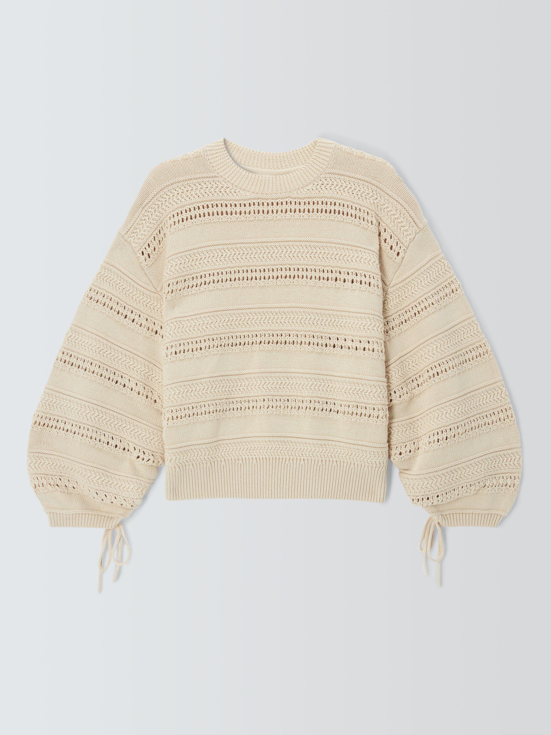 Product image 4 of 6, which shows AND/OR Orla Pointelle Knit Jumper, Ecru, XS