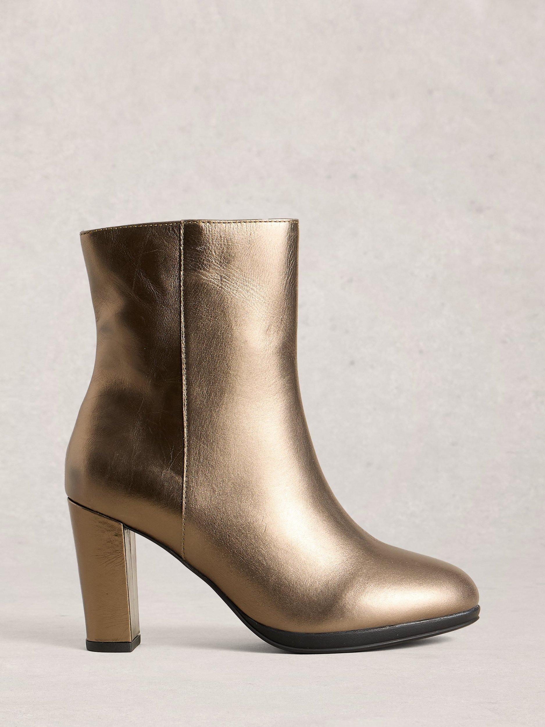 Product image 1 of 4, which shows White Stuff Priscilla Heeled Boots, Gold, 3