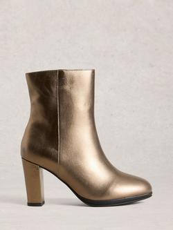 White Stuff Priscilla Heeled Boots, Gold, Gold