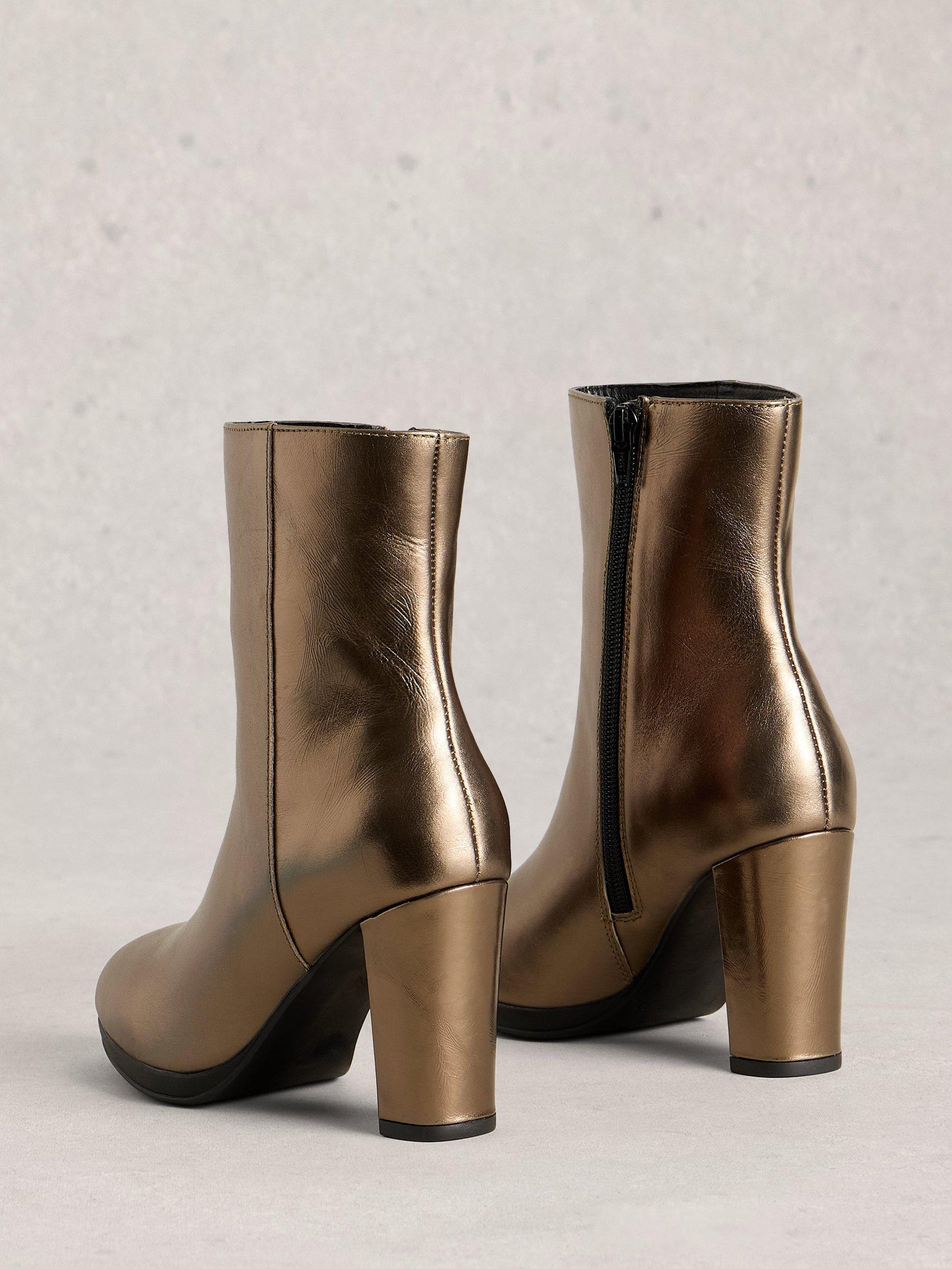 Product image 2 of 4, which shows White Stuff Priscilla Heeled Boots, Gold, 3