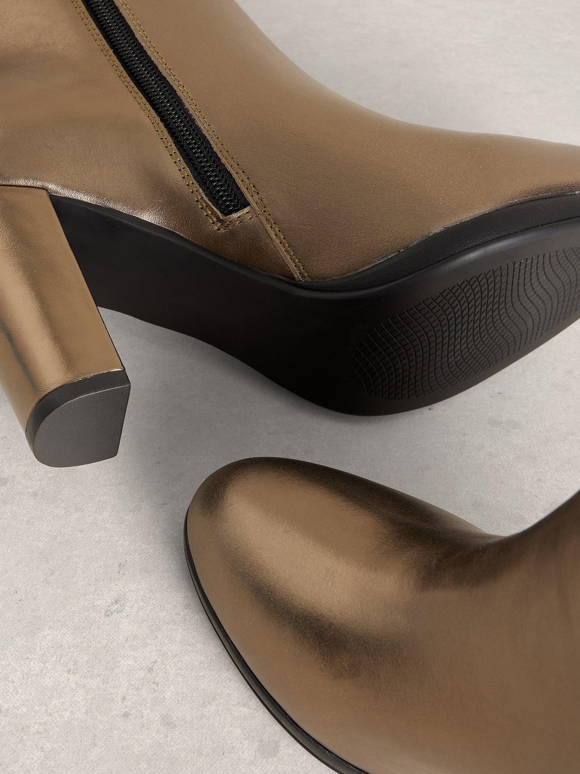 Product image 3 of 4, which shows White Stuff Priscilla Heeled Boots, Gold, 3