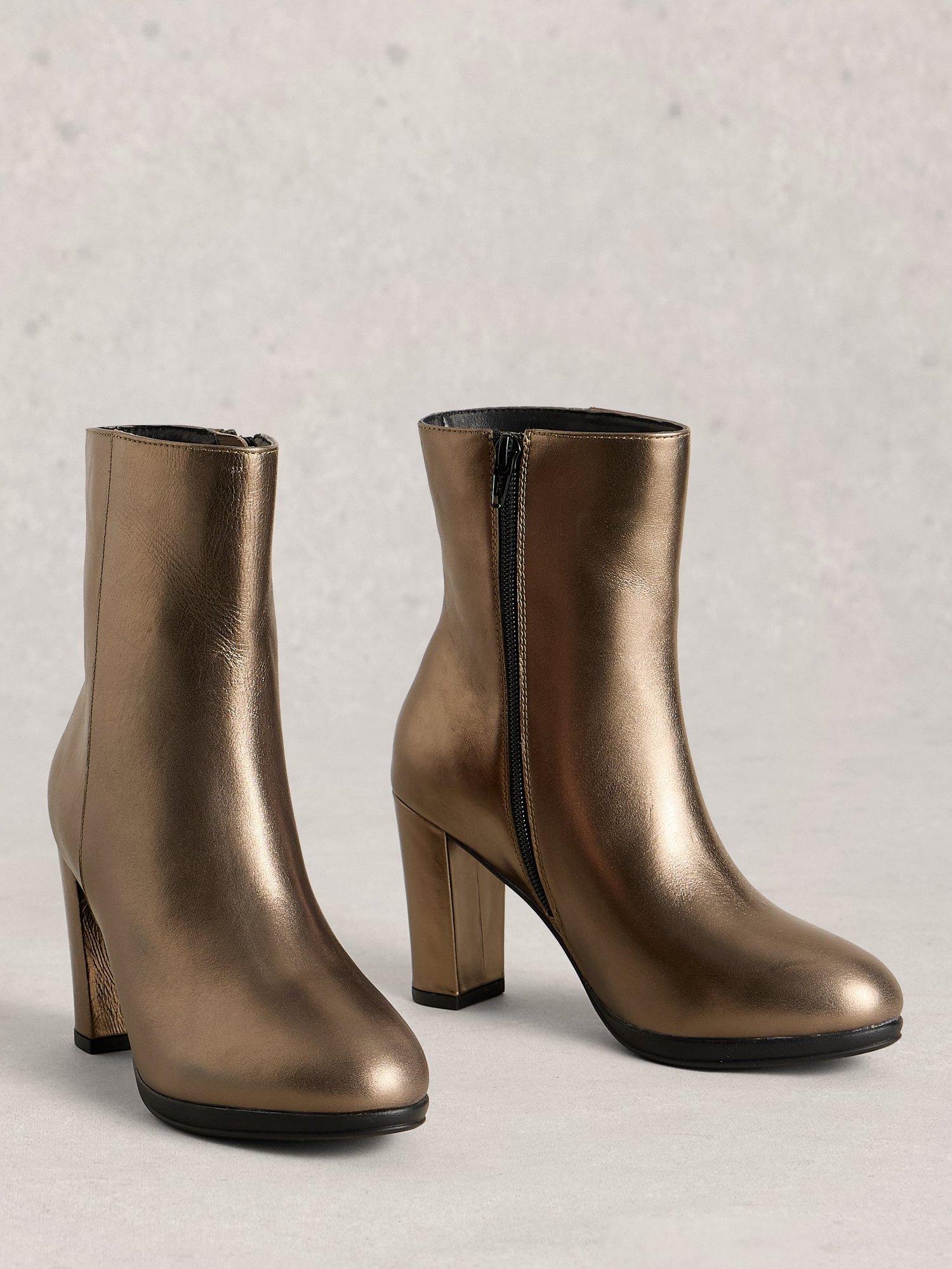 Product image 4 of 4, which shows White Stuff Priscilla Heeled Boots, Gold, 3