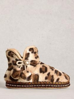 White Stuff Leopard Print Slipper Boots, Natural/Multi, Natural/Multi