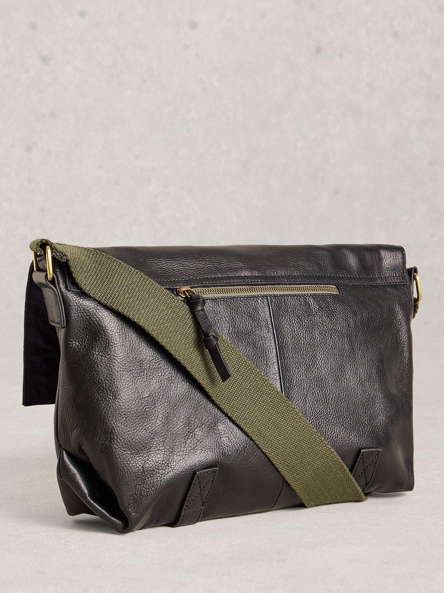 Product image 2 of 4, which shows White Stuff Teddy Leather Messenger Bag, Pure Black, One Size