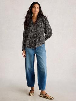 White Stuff Amelie Abstract Animal Print Top, Black, Black