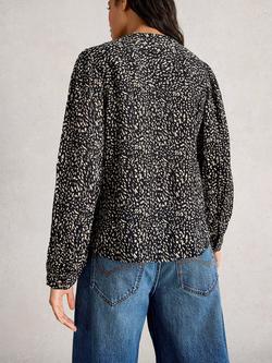 White Stuff Amelie Abstract Animal Print Top, Black - view 2, Black