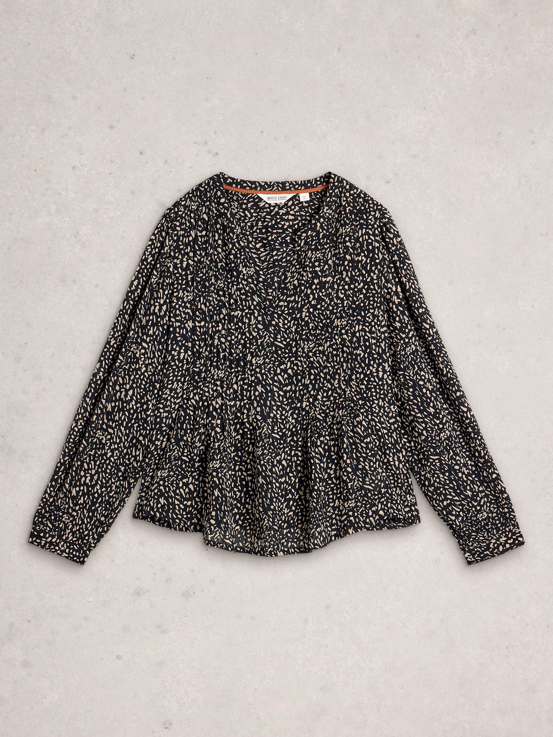 Product image 5 of 6, which shows White Stuff Amelie Abstract Animal Print Top, Black, 6