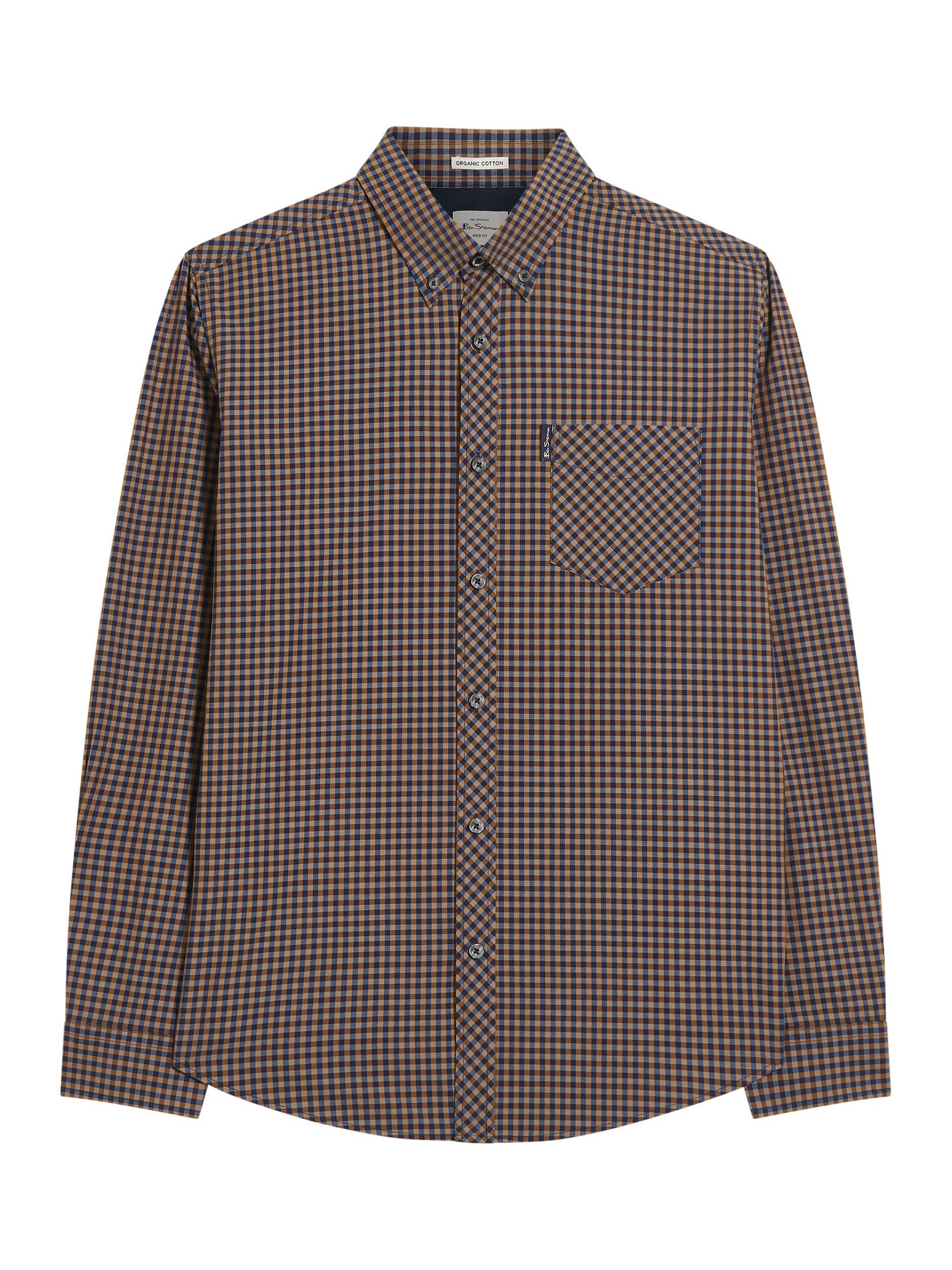 Product image 5 of 5, which shows Ben Sherman Cotton Regular Fit Gingham Check Shirt, Bronze, S