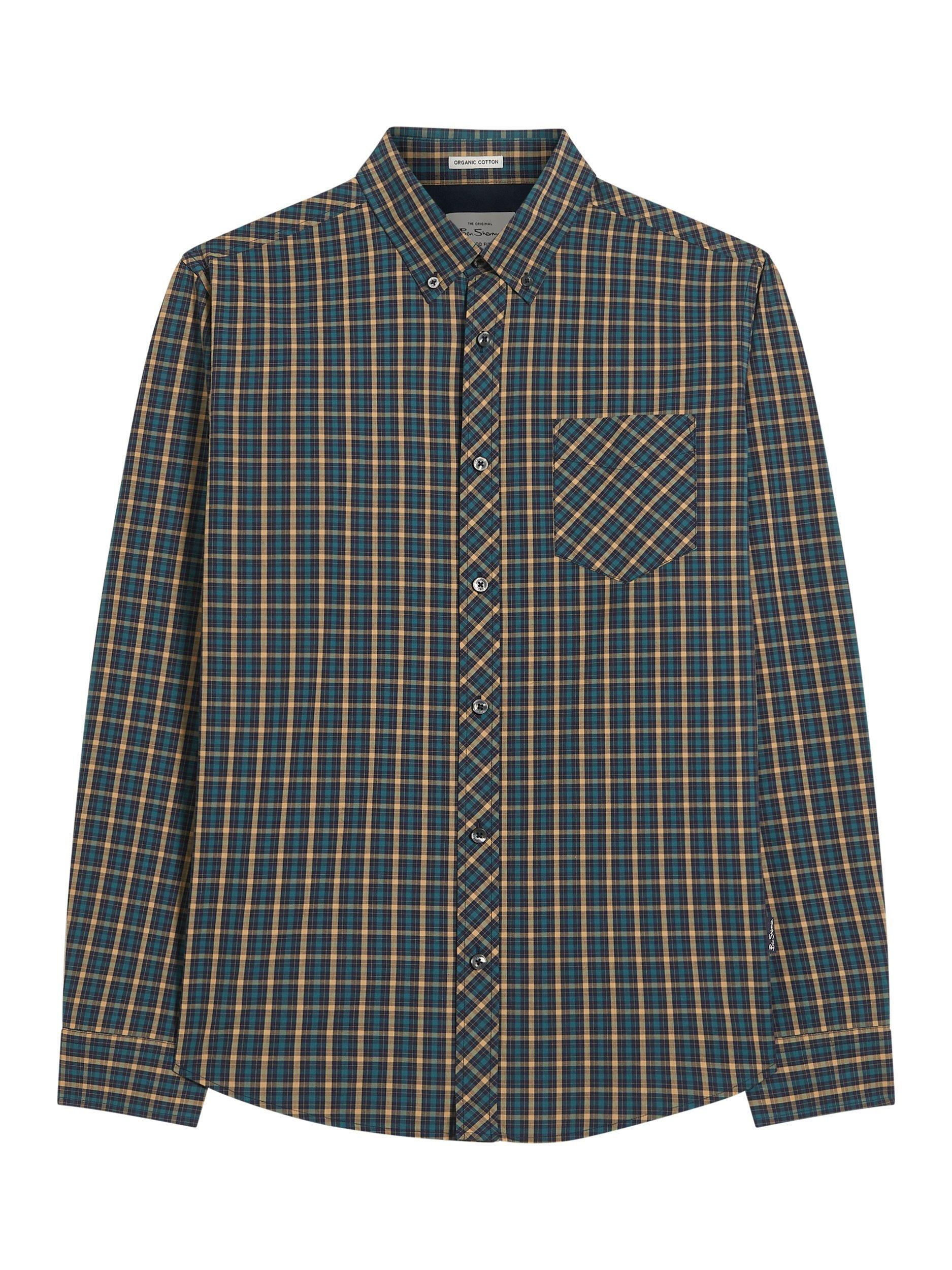 Product image 5 of 5, which shows Ben Sherman Cotton Regular Fit Check Shirt, Teal, S