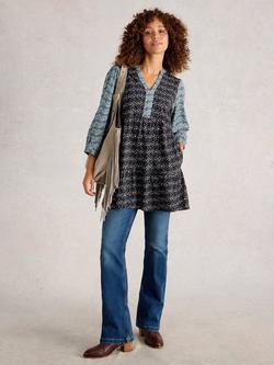 White Stuff Marta Colour Block Tunic Top, Blue, Blue