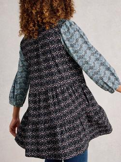 White Stuff Marta Colour Block Tunic Top, Blue - view 2, Blue