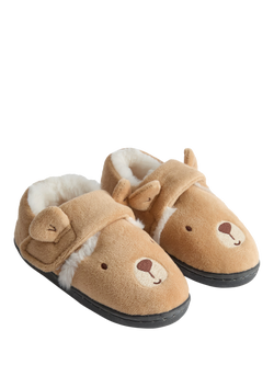JoJo Maman Bébé Kids' Bear Slipper Shoes, Brown, Brown