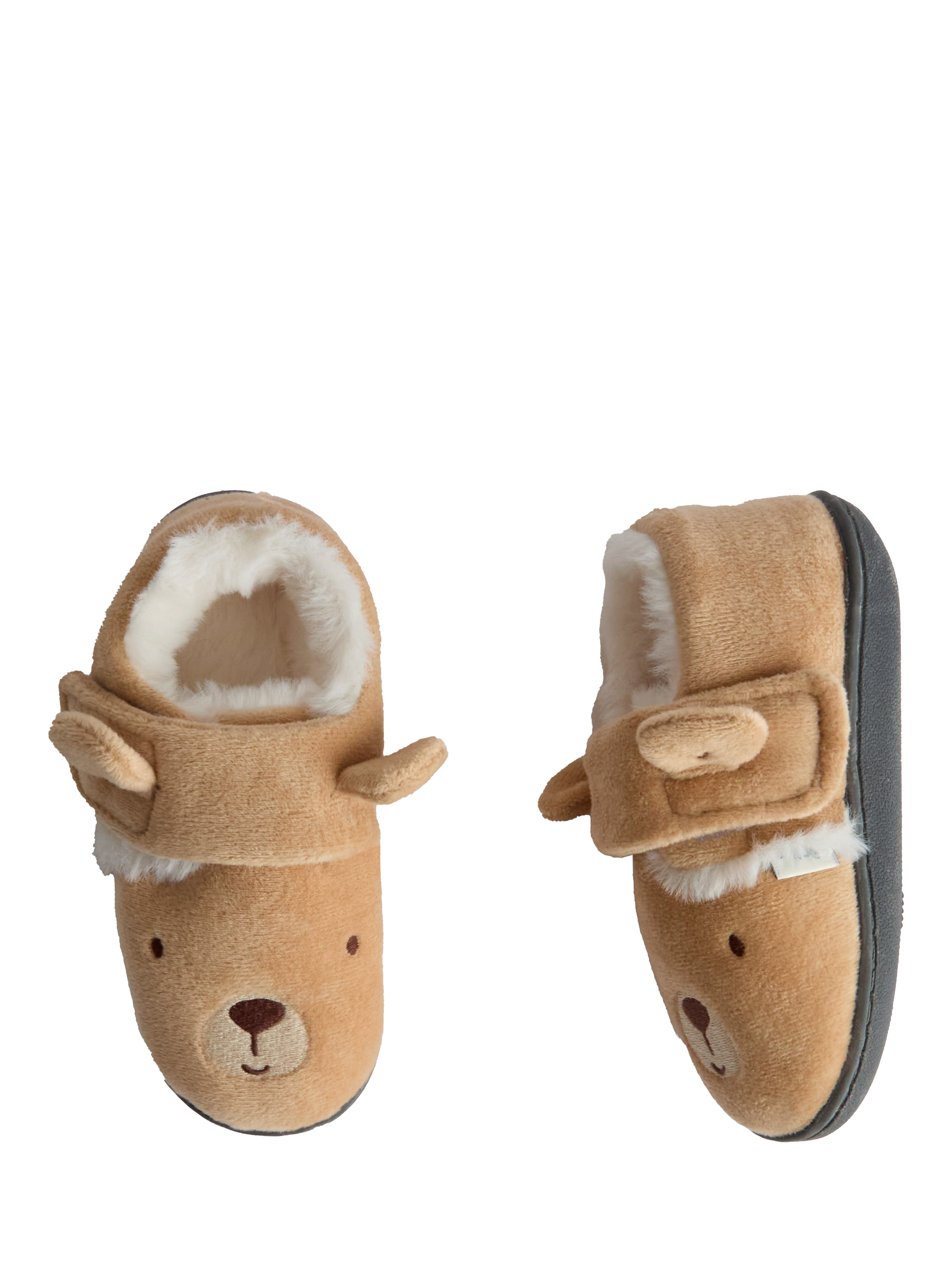 Product image 4 of 4, which shows JoJo Maman Bébé Kids' Bear Slipper Shoes, Brown, EU21