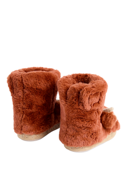 JoJo Maman Bébé Kids' Highland Cow Bootie Slippers, Rust - view 2, Rust