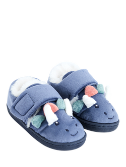 JoJo Maman Bébé Stegosaurus Slippers, Blue, Blue