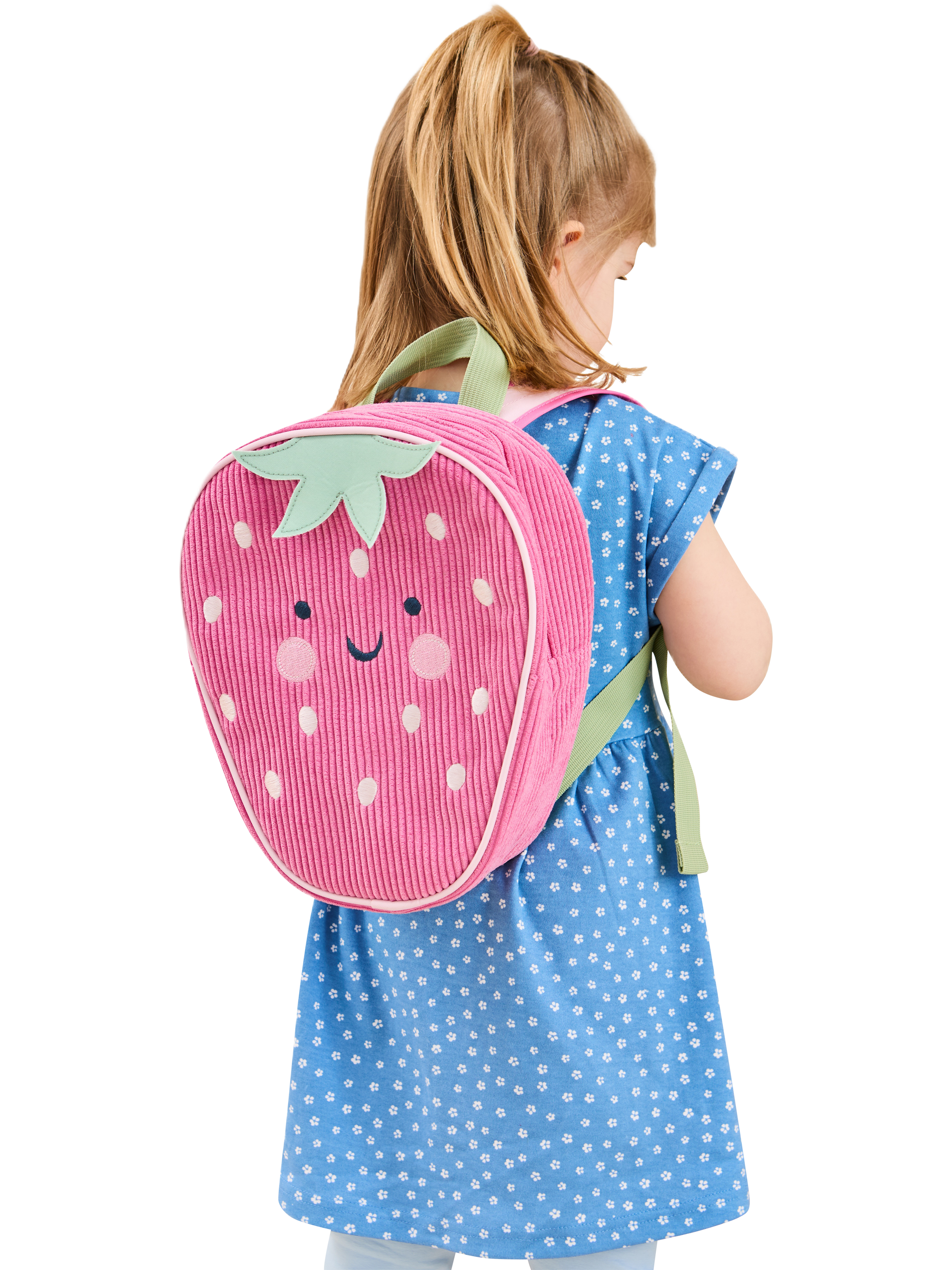 Product image 1 of 3, which shows JoJo Maman Bébé Kids' Strawberry Backpack, Pink