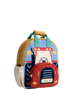 JoJo Maman Bébé Kids' Corduroy Tractor Backpack, Red, Red