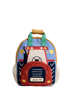 JoJo Maman Bébé Kids' Corduroy Tractor Backpack, Red - view 2, Red