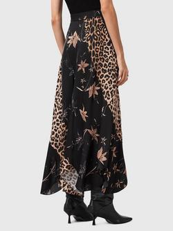 AllSaints Arleen Animal Print Mid Rise Maxi Skirt - view 2, Petra Black