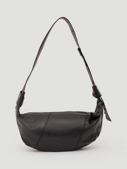 HUSH Leather Crescent Boho Bag, Black