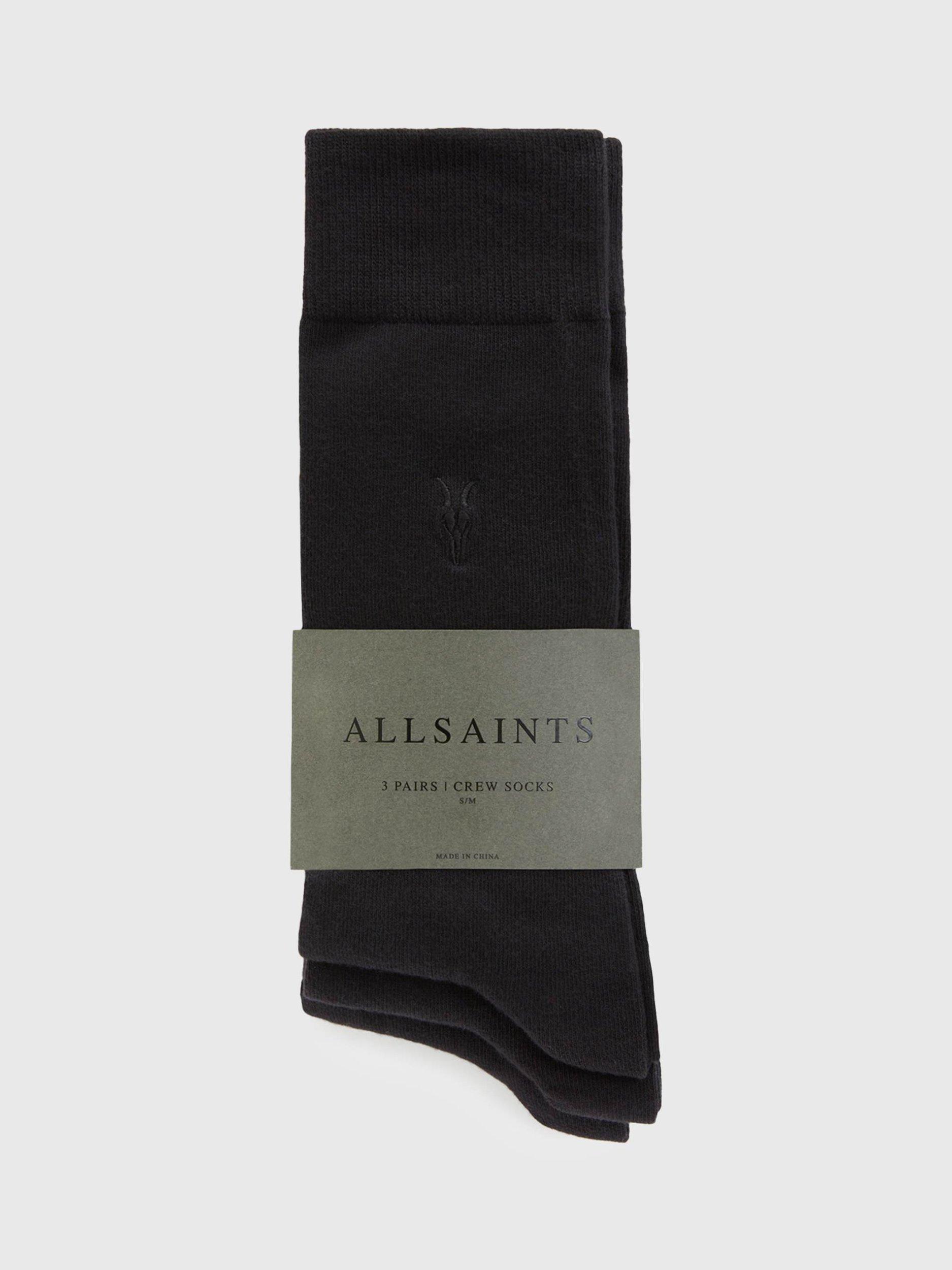 Product image 2 of 3, which shows AllSaints Adan Ramskull Socks, Pack of 3, Black/Multi, M-L